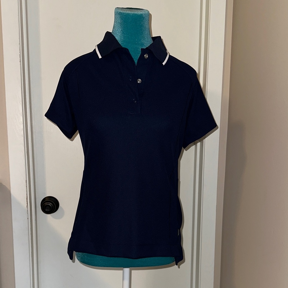 Athleta Navy Button Down Polo Shirt